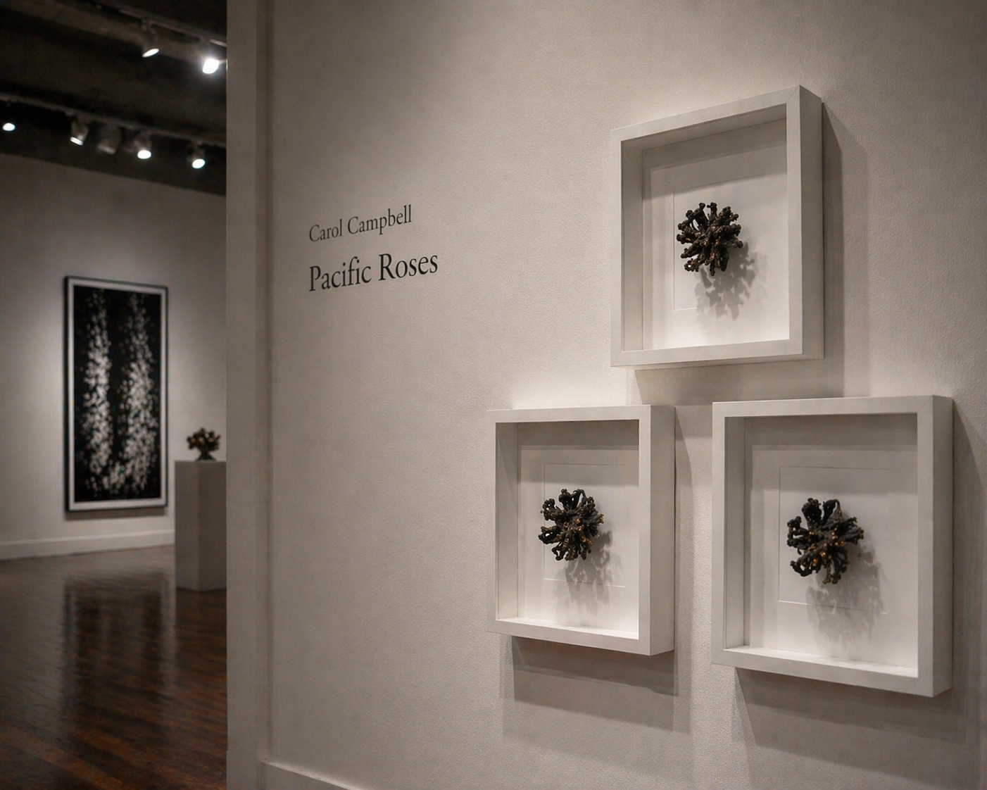Pacific Roses — kelp triptych wall sculptures by Carol Campbell
