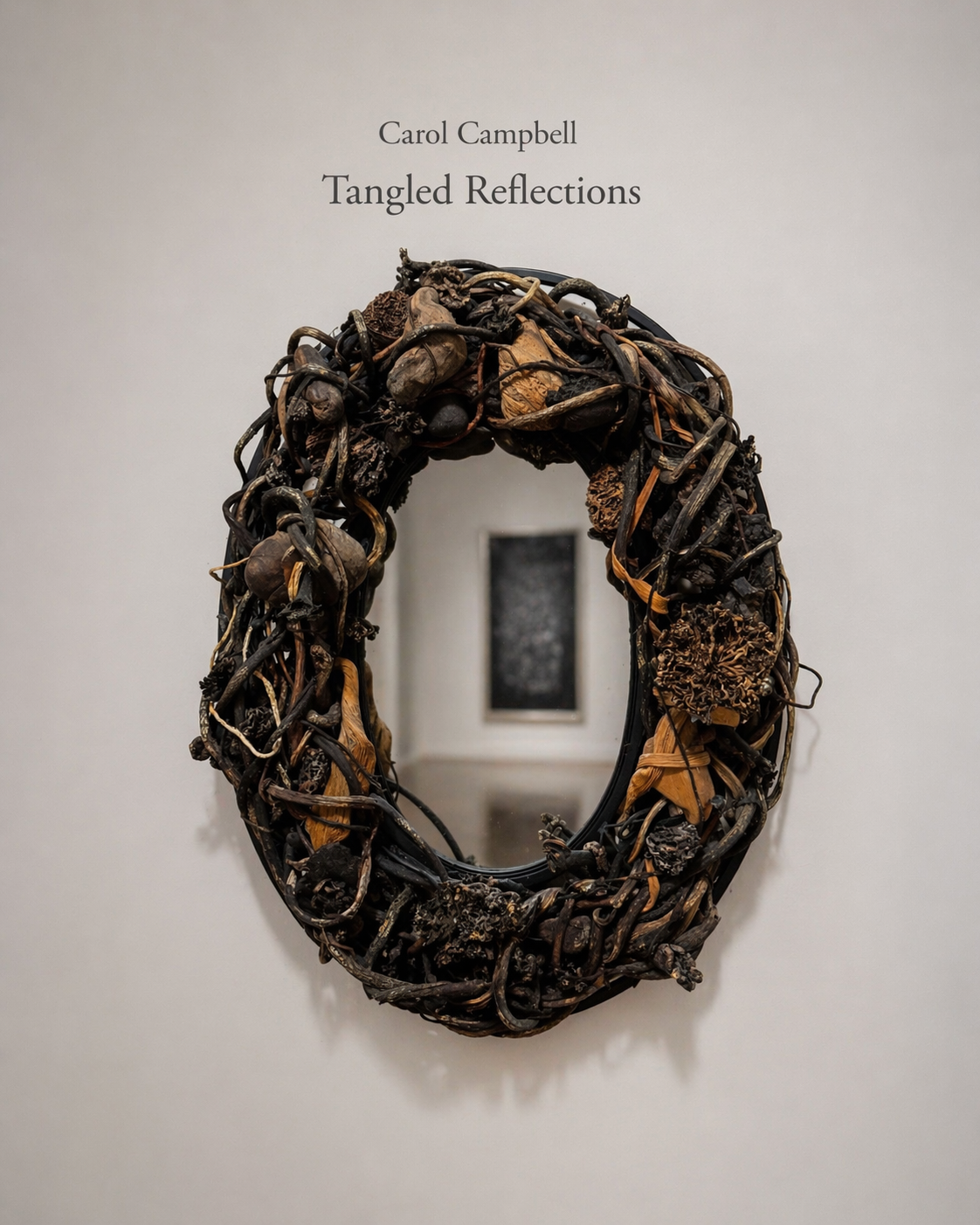 Tangled Reflections — oval kelp wreath mirror by Carol Campbell